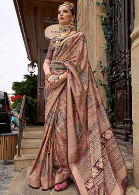 Maroon Spun Silk Saree With Blouse Piece