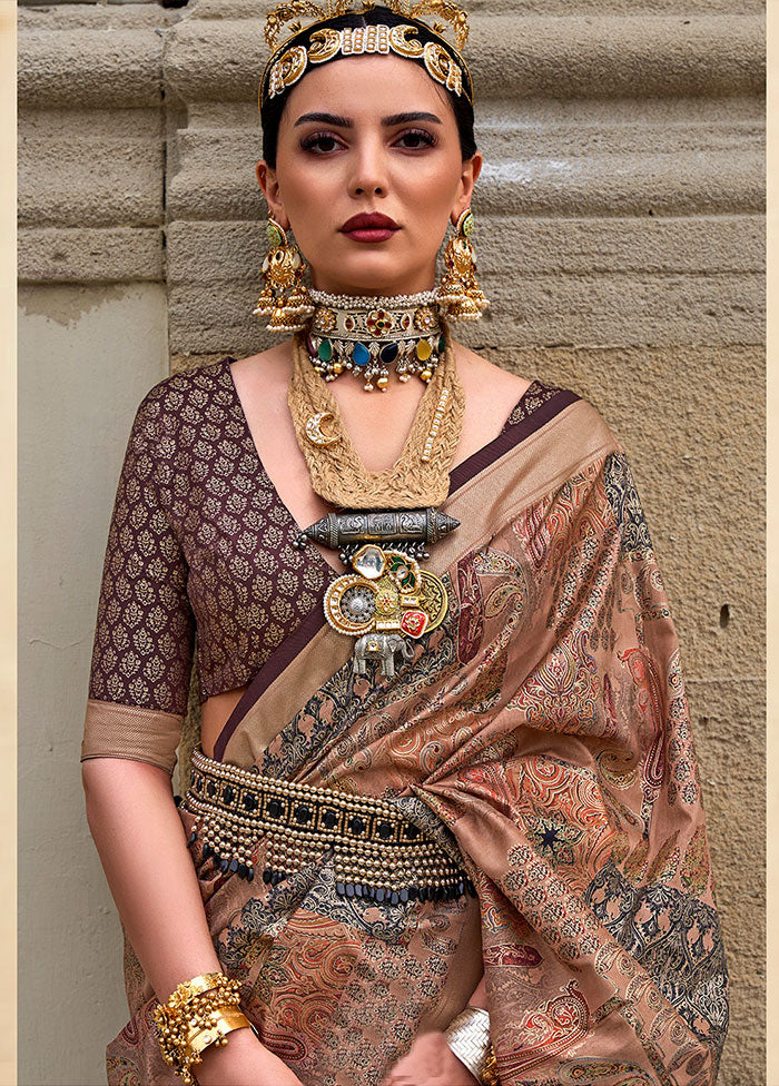 Maroon Spun Silk Saree With Blouse Piece