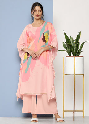 2 Pc Pink Readymade Silk Kurti Set