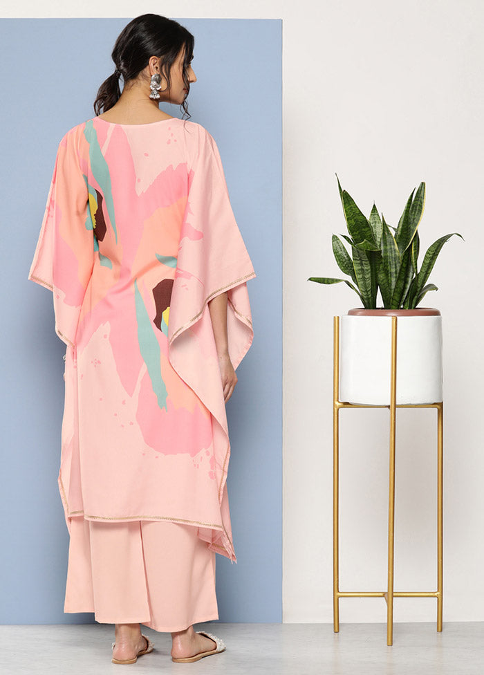 2 Pc Pink Readymade Silk Kurti Set