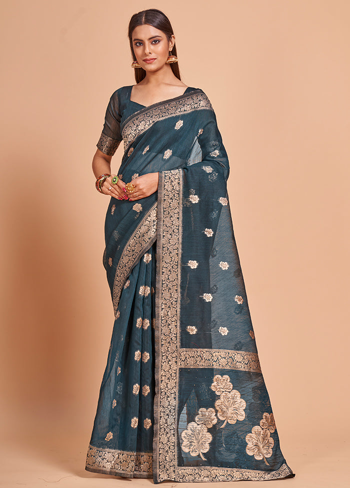 Rama Cotton Saree With Blouse Piece