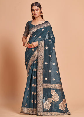 Rama Cotton Saree With Blouse Piece