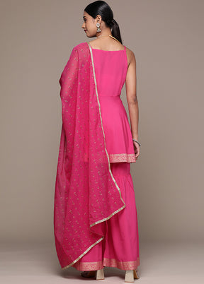 3 Pc Pink Readymade Silk Suit Set