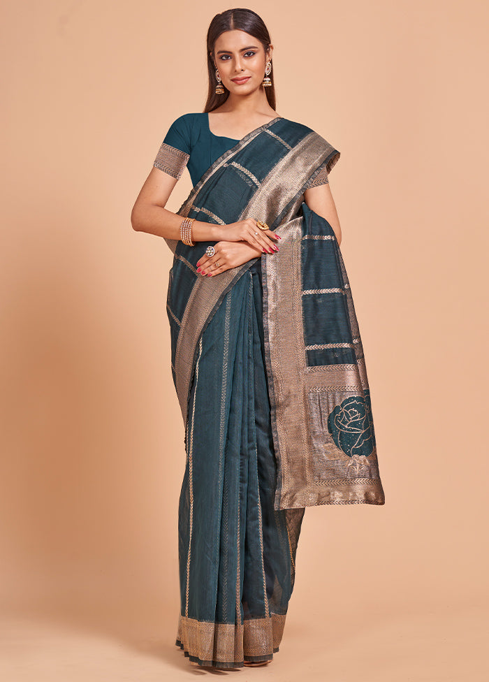 Rama Cotton Saree With Blouse Piece