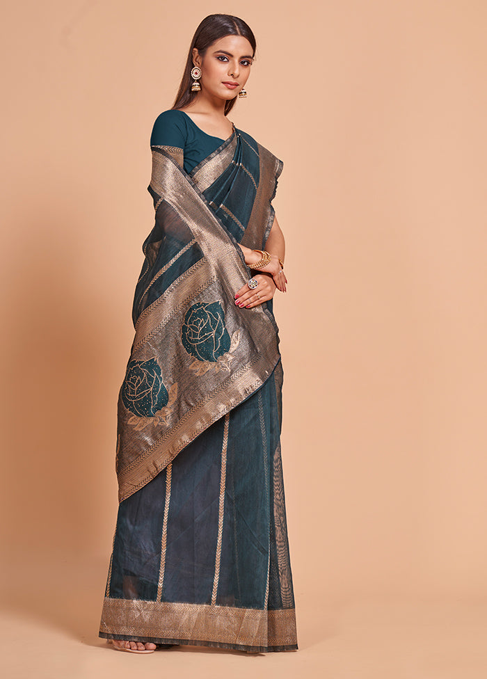 Rama Cotton Saree With Blouse Piece