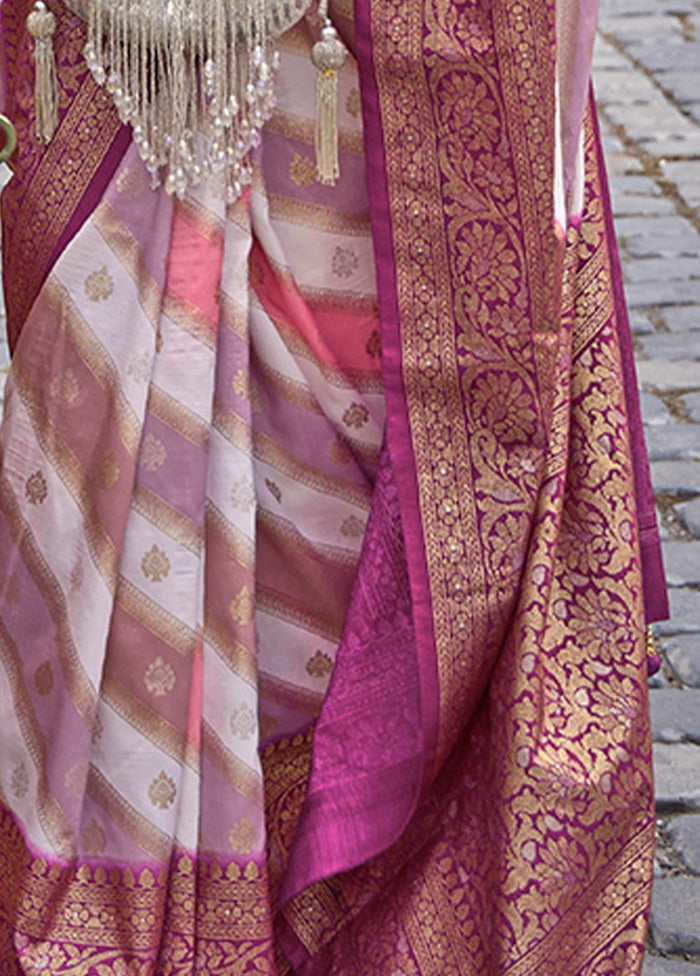 Magenta Dupion Silk Saree With Blouse Piece