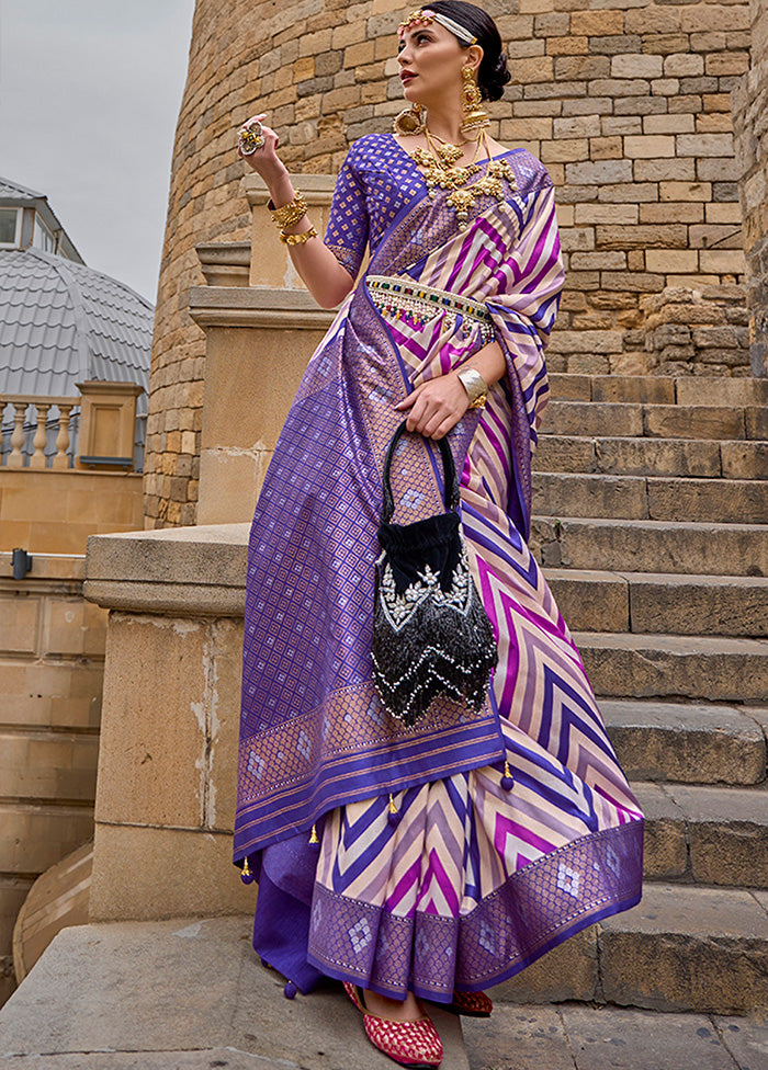 Purple Dupion Silk Saree With Blouse Piece