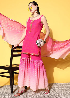 3 Pc Pink Readymade Silk Suit Set