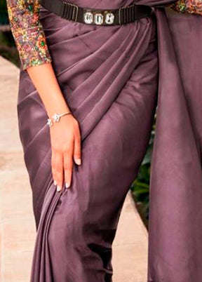 Purple Dupion Silk Saree With Blouse Piece