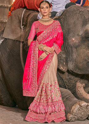 Pink Silk Saree With Blouse Piece