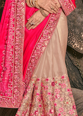 Pink Silk Saree With Blouse Piece