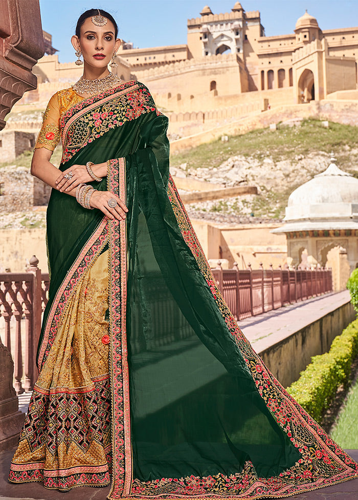 Green Silk Saree With Blouse Piece