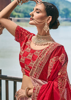 Red Silk Saree With Blouse Piece