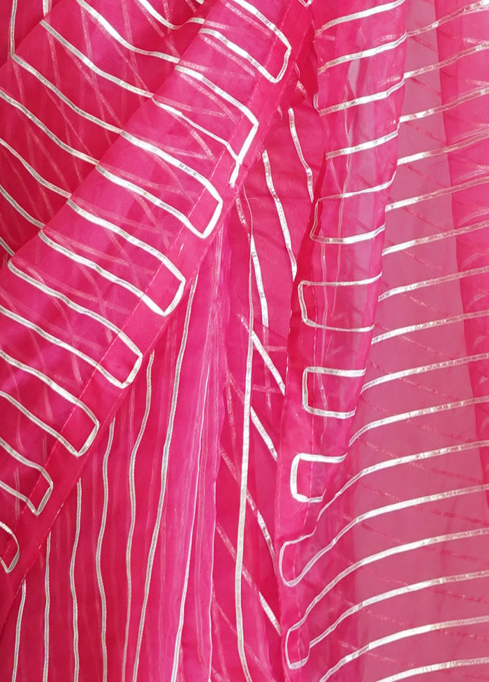 Pink Organza Saree With Blouse Piece