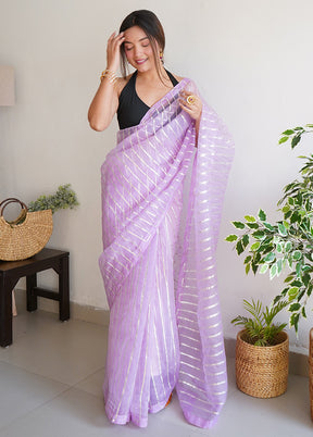 Voilet Organza Saree With Blouse Piece