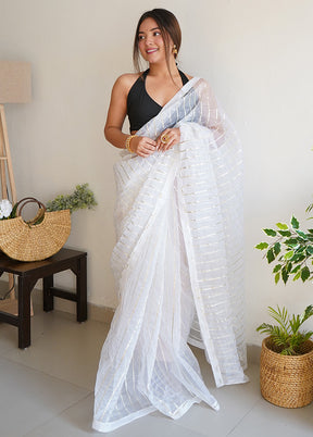 Off White Organza Saree With Blouse Piece