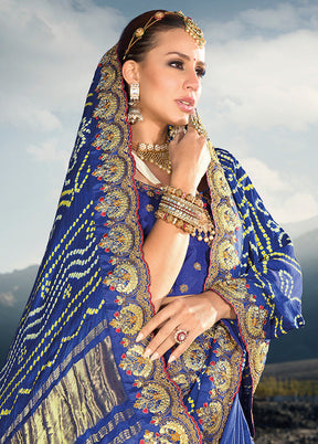 Blue Silk Saree With Blouse Piece