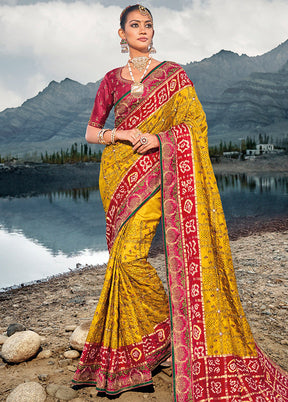 Mustard Silk Saree With Blouse Piece