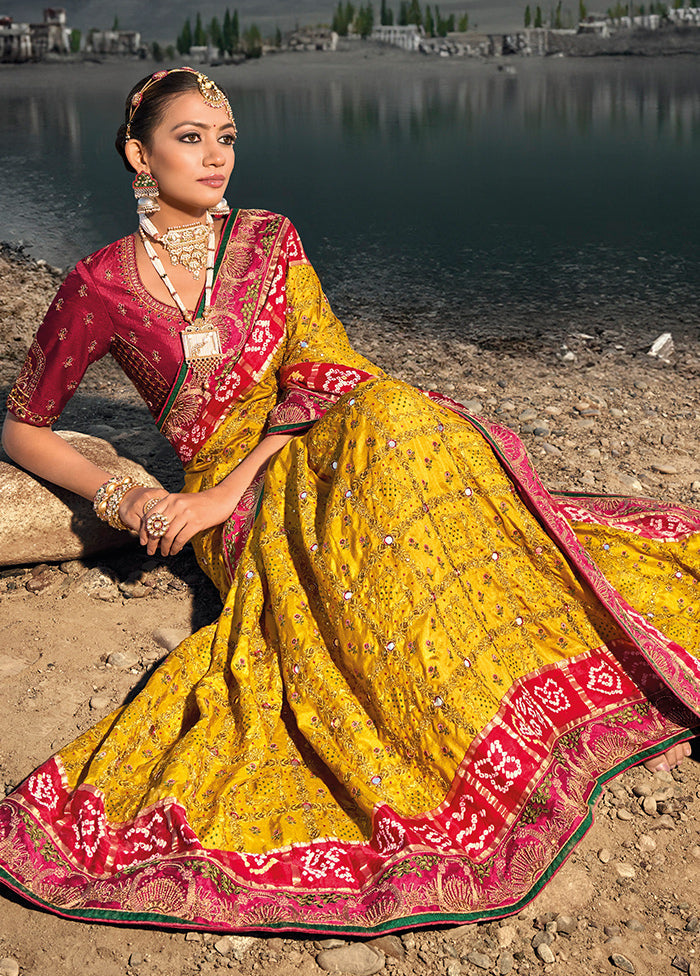 Mustard Silk Saree With Blouse Piece