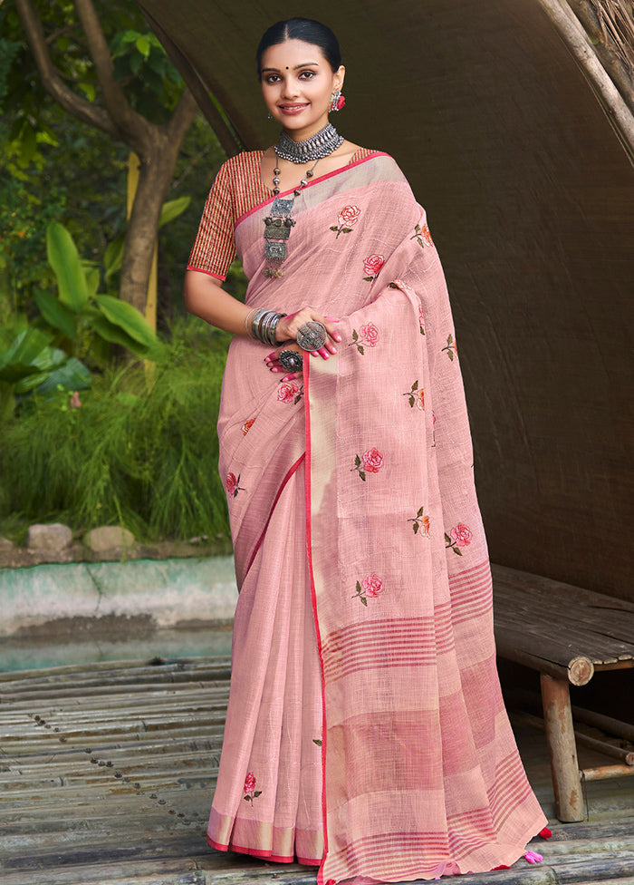 Pink Silk Saree With Blouse Piece