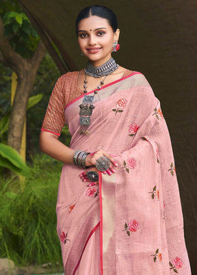 Pink Silk Saree With Blouse Piece