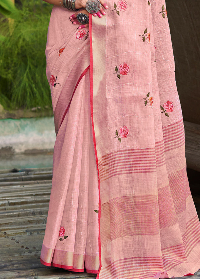 Pink Silk Saree With Blouse Piece