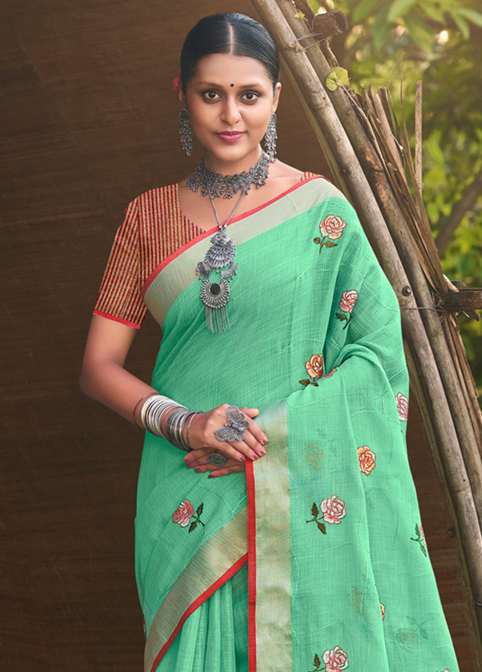Rama Silk Saree With Blouse Piece