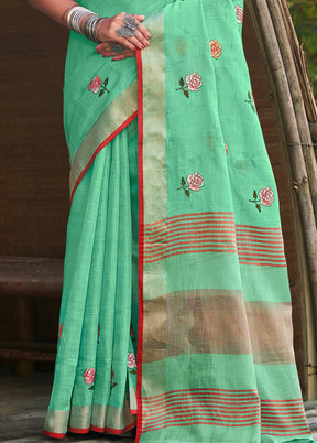 Rama Silk Saree With Blouse Piece