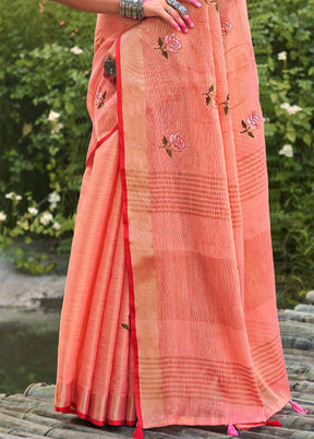 Rust Silk Saree With Blouse Piece