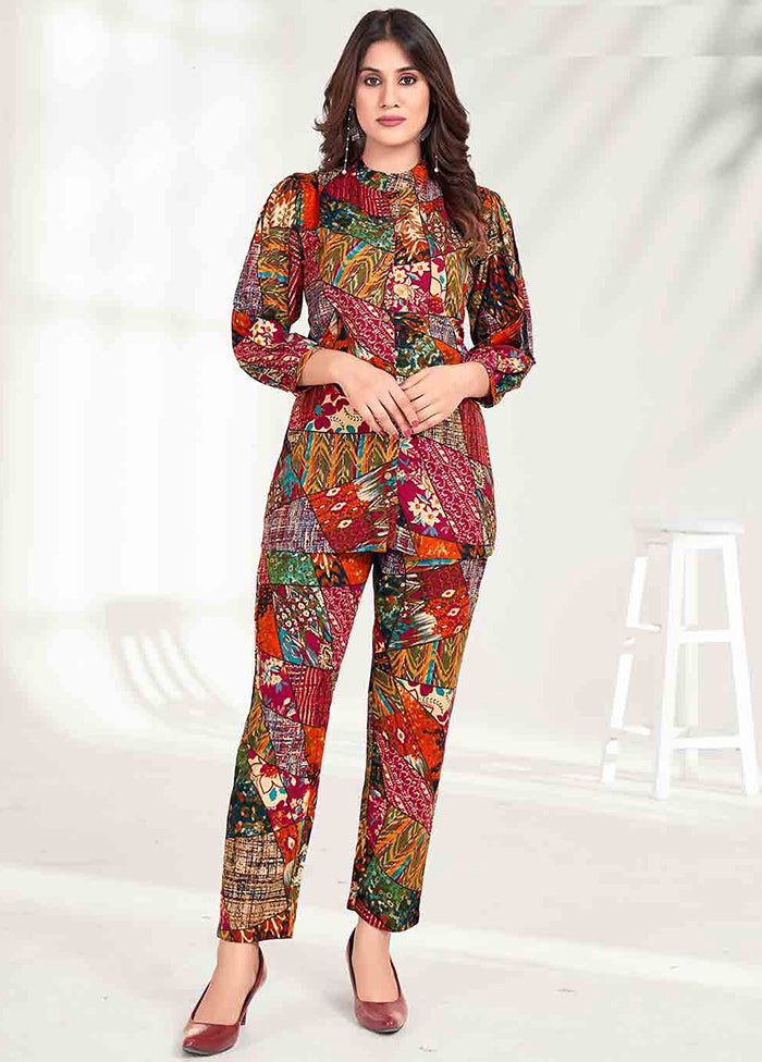 2 Pc Multicolor Readymade Rayon Coord Set