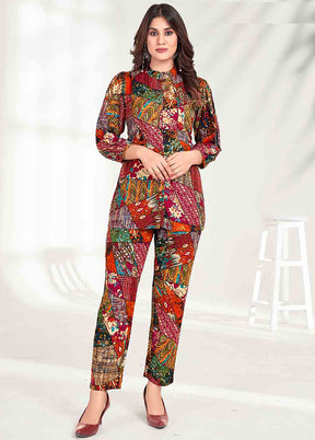 2 Pc Multicolor Readymade Rayon Coord Set