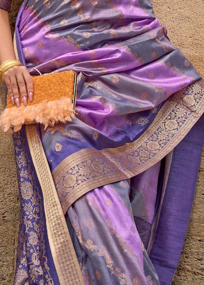 Purple Dupion Silk Saree With Blouse Piece