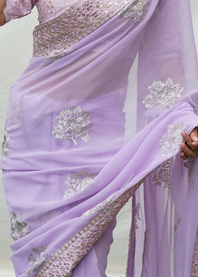 Purple Georgette Saree With Blouse Piece