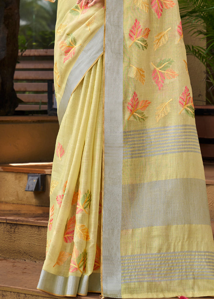 Yellow Silk Saree With Blouse Piece