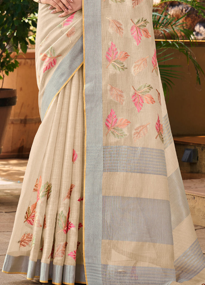 Beige Silk Saree With Blouse Piece