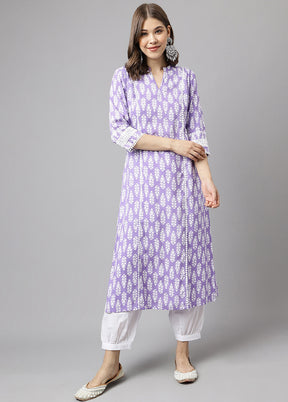 2 Pc Voilet Readymade Cotton Kurti Set