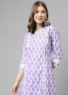 2 Pc Voilet Readymade Cotton Kurti Set