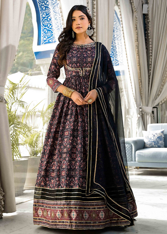 Black Readymade Silk Indian Dress