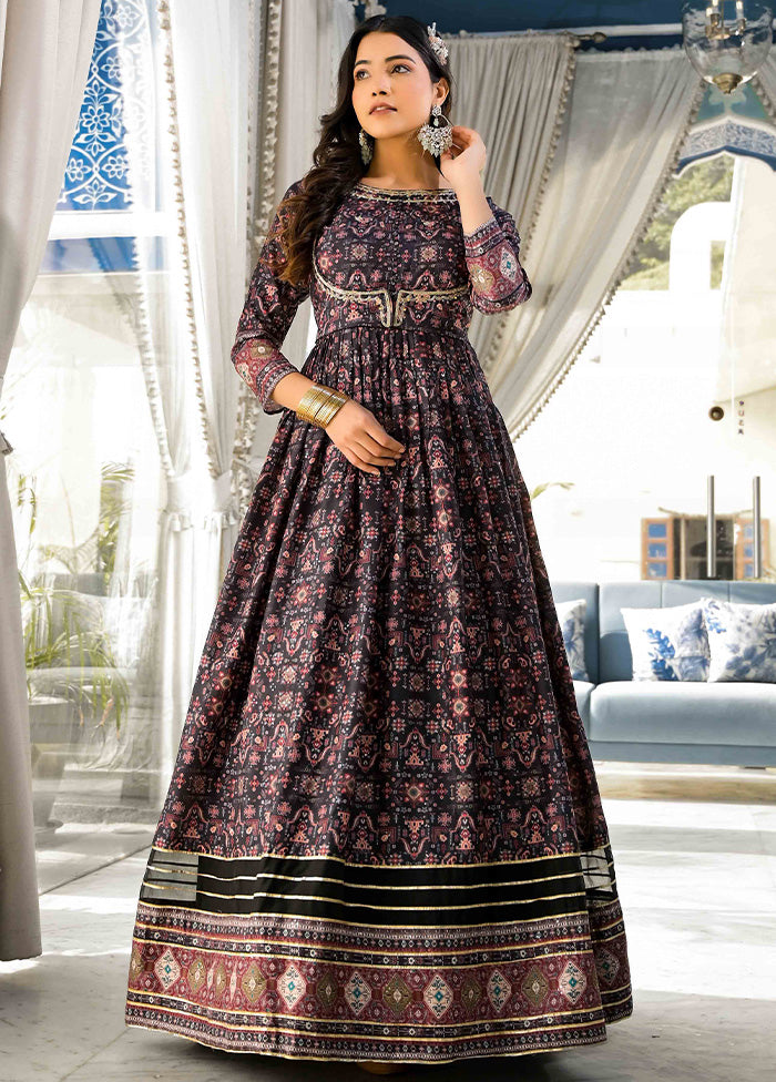 Black Readymade Silk Indian Dress