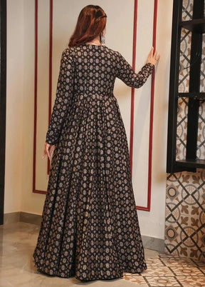 Black Readymade Silk Indian Dress