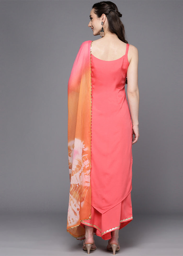 3 Pc Coral Readymade Silk Suit Set