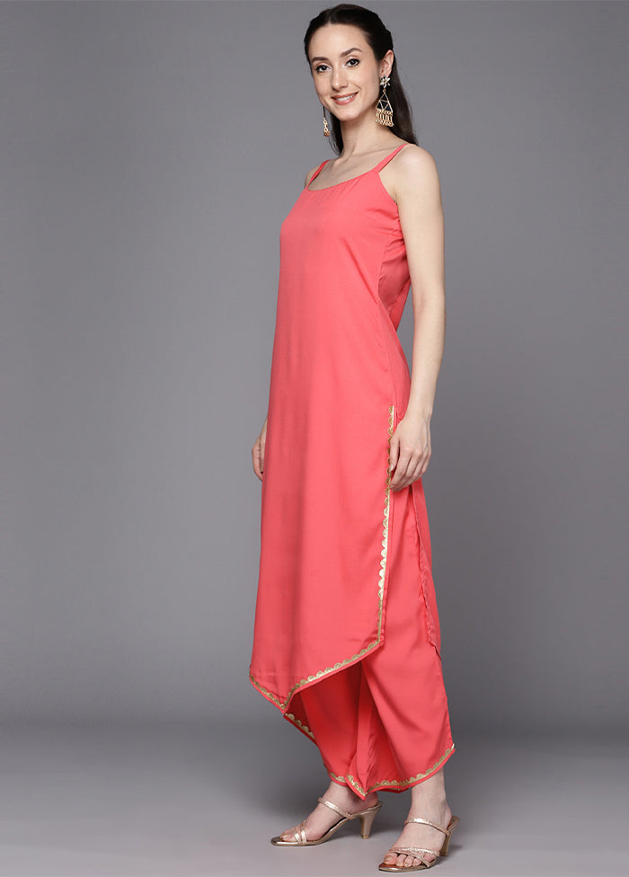 3 Pc Coral Readymade Silk Suit Set