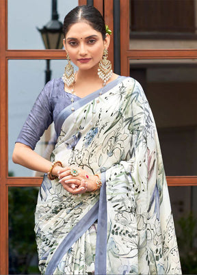 Off White Silk Saree With Blouse Piece