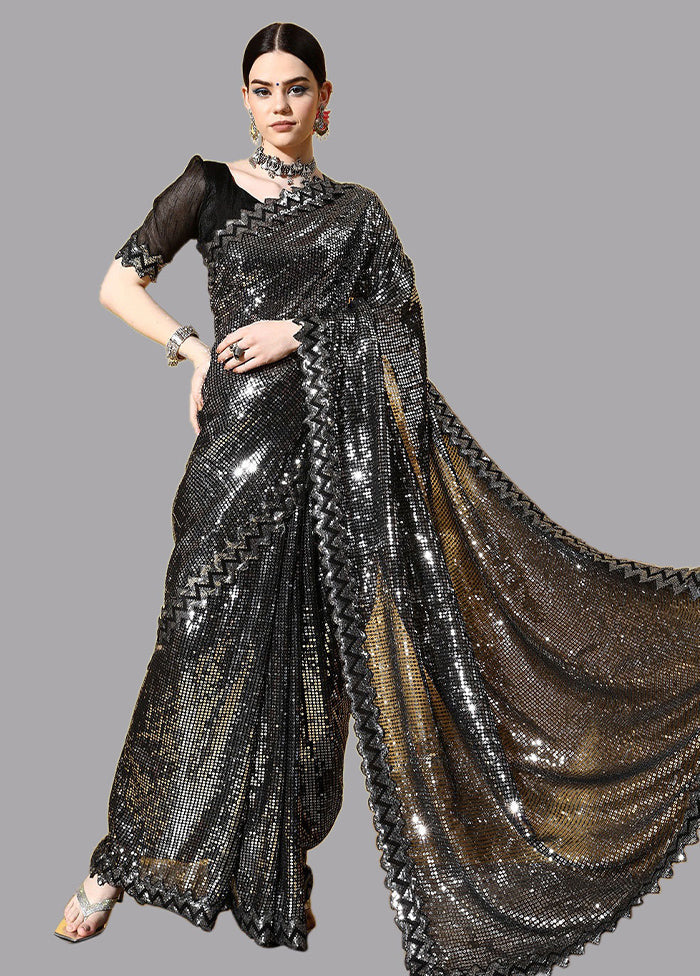 Black Georgette Saree With Blouse Piece