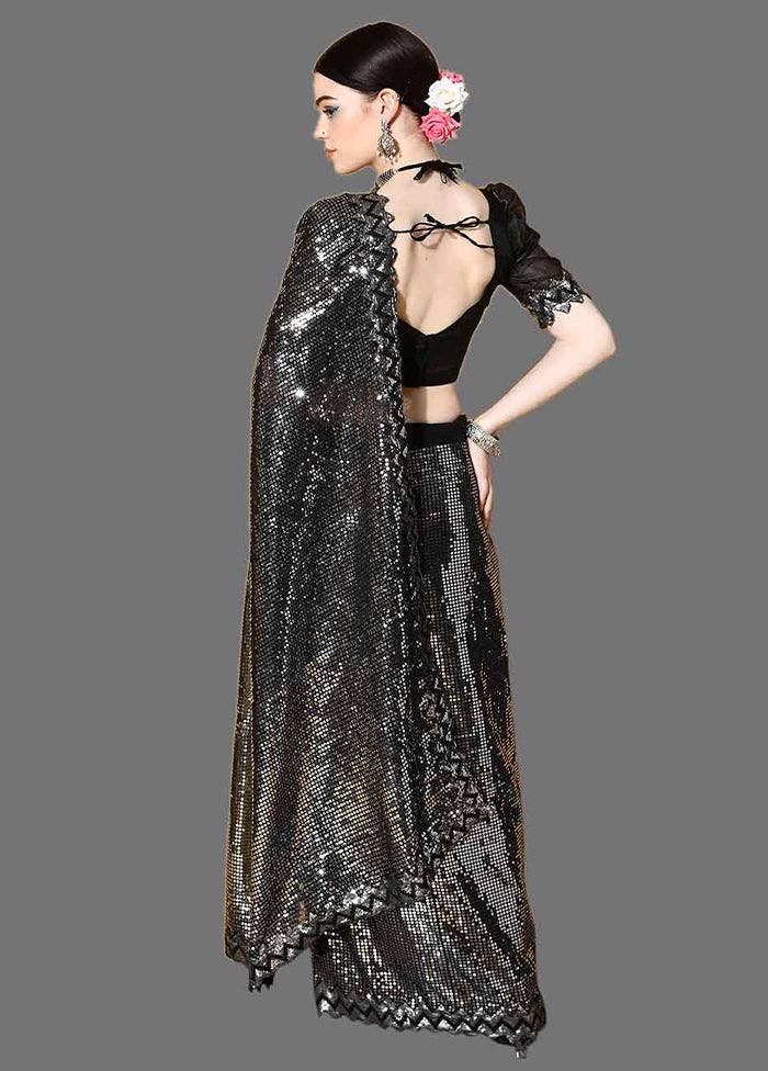 Black Georgette Saree With Blouse Piece