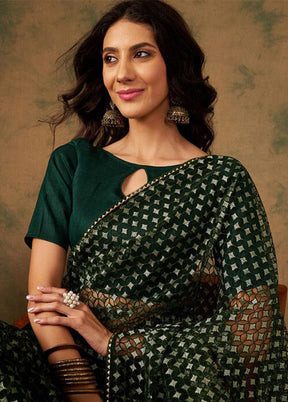 Green Organza Saree With Blouse Piece