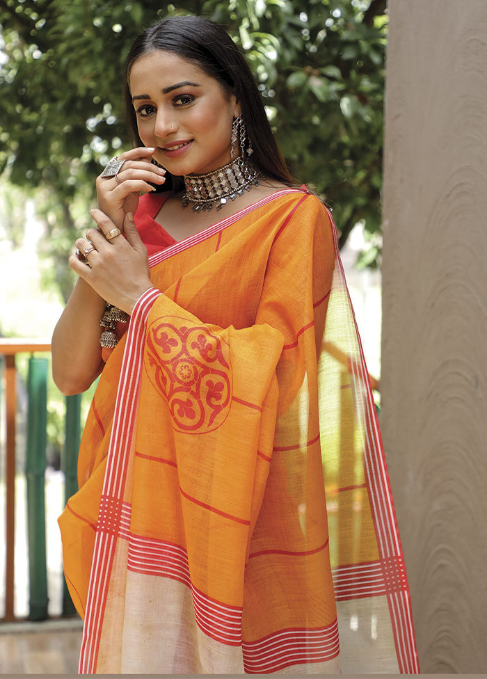 Yellow Silk Saree With Blouse Piece