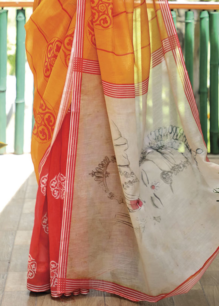 Yellow Silk Saree With Blouse Piece