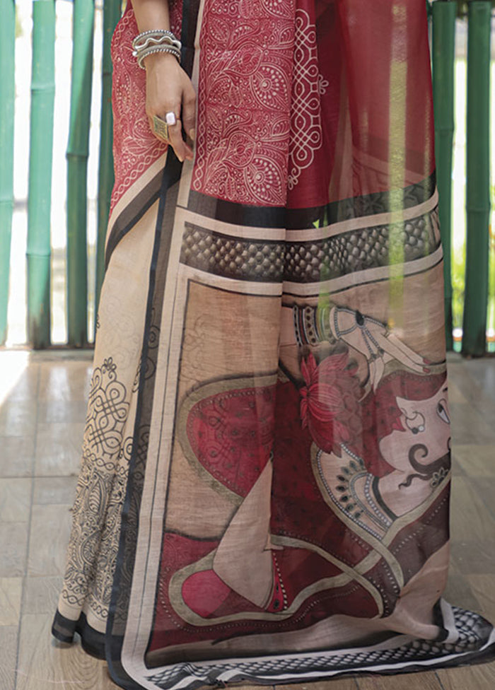 Maroon Silk Saree With Blouse Piece