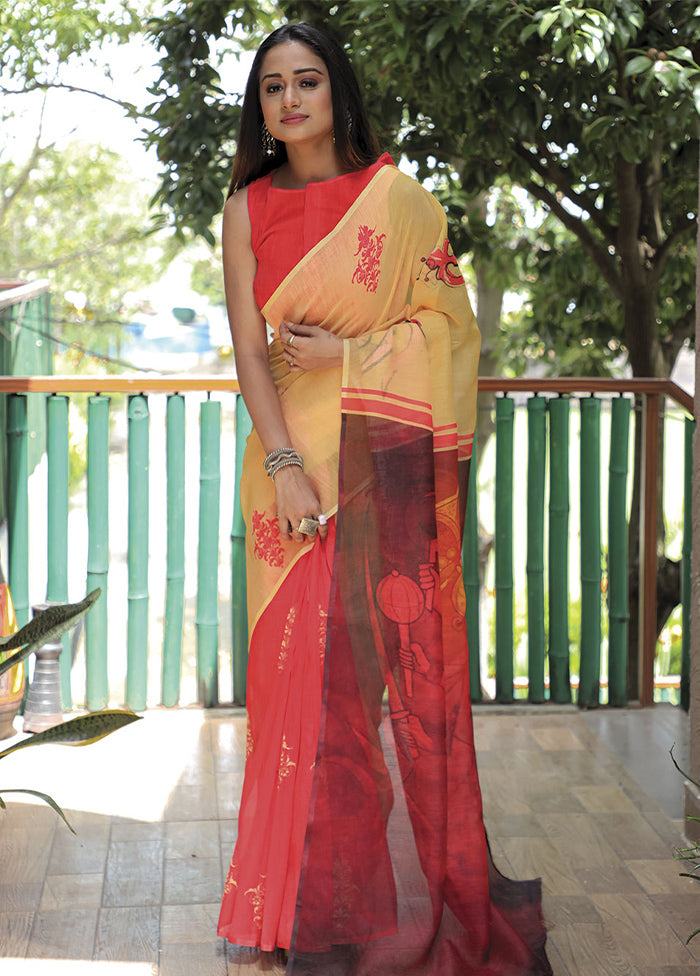 Yellow Silk Saree With Blouse Piece